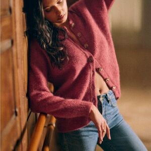 Sezane Othello Cardigan Rosewood